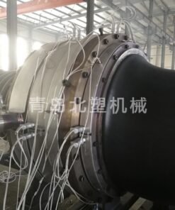 Coating extrusion line for double wall corrugated pipe